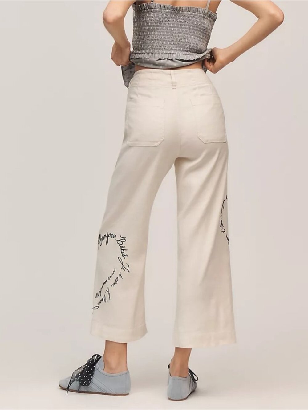 NWT Size 30 - The Colette Linen-Blend Love Notes embroidery Trousers (US$158) - Picture 4 of 16